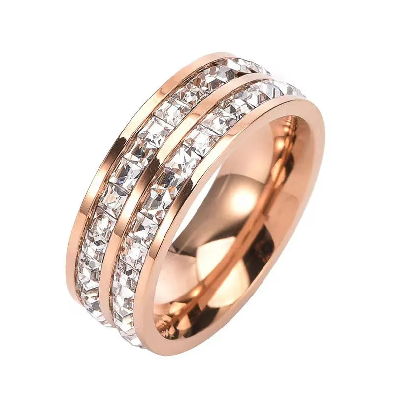 Full Star Double Band With Diamond Rose Gold Rings JLTR0403