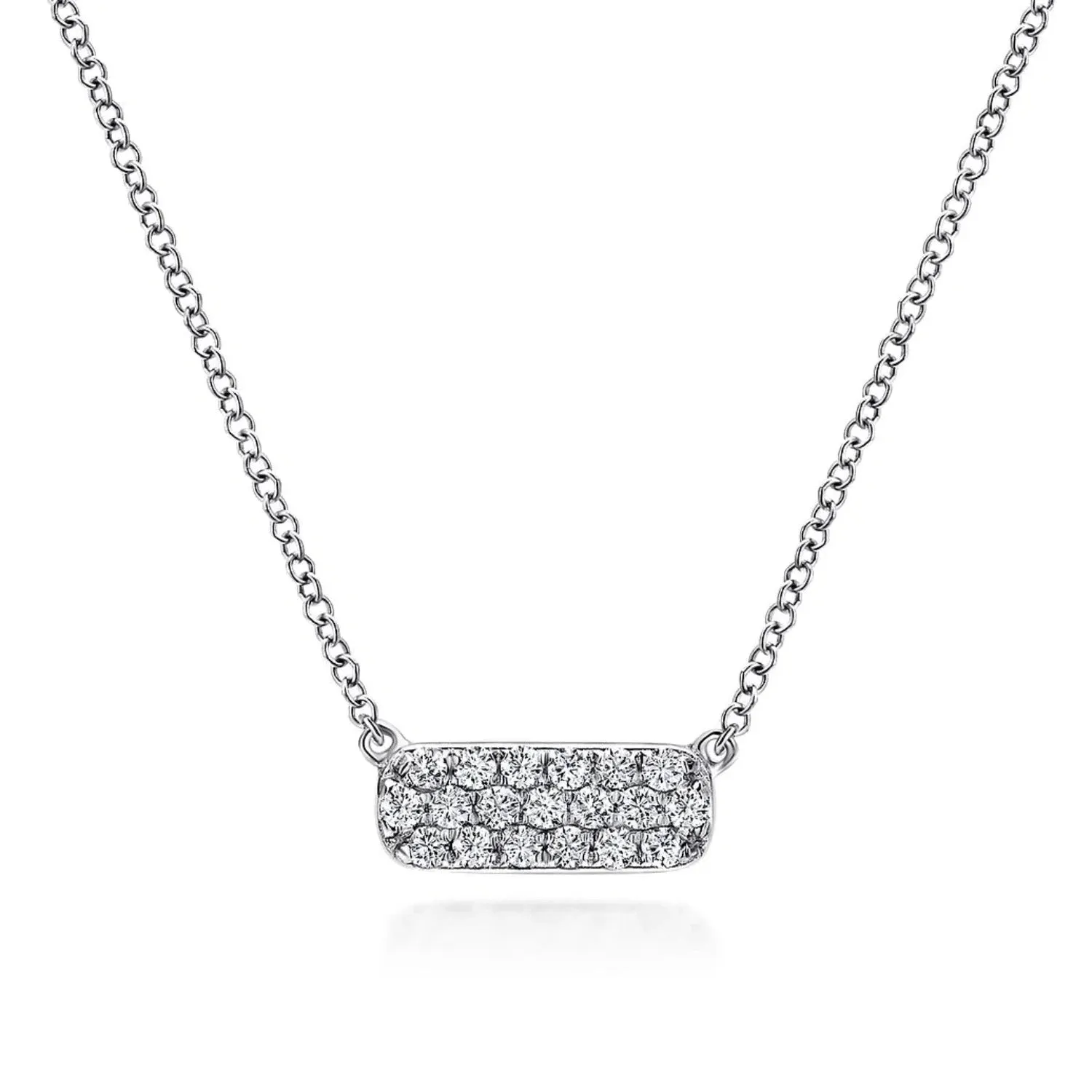 Gabriel & Co. Rectangular Pave Diamond Bar Fashion Necklace