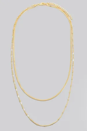 Gold Mixed Layered Chains Necklace