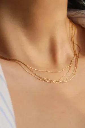 Gold Multi-Strand Chain  Herringbone Necklace