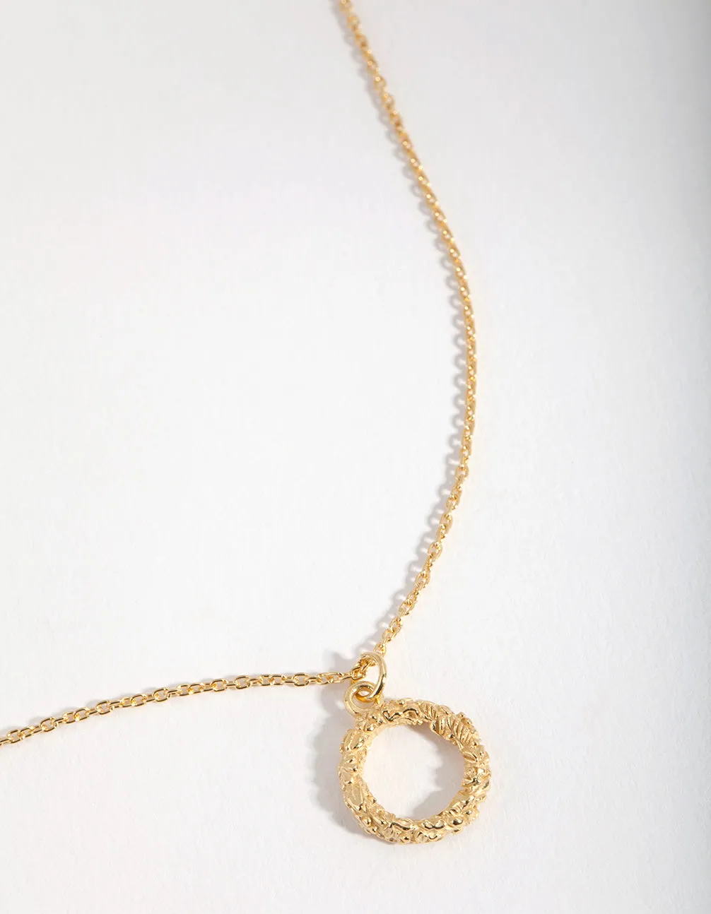 Gold Plated Sterling Silver Floral Open Circle Necklace