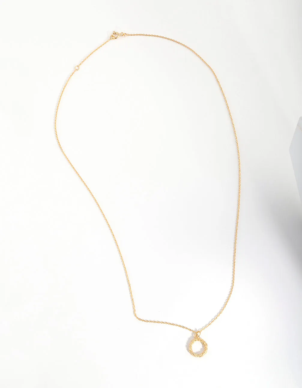 Gold Plated Sterling Silver Floral Open Circle Necklace