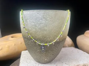 Green Jasper and Rajasthani Silver Necklace