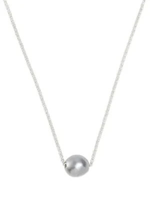 Grey Floating Pearl Necklace in Sterling Silver