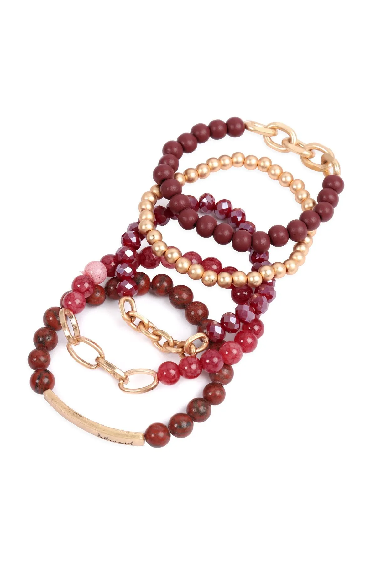 Hdb2996 - "Blessed" Charm Multiline Beaded Bracelet