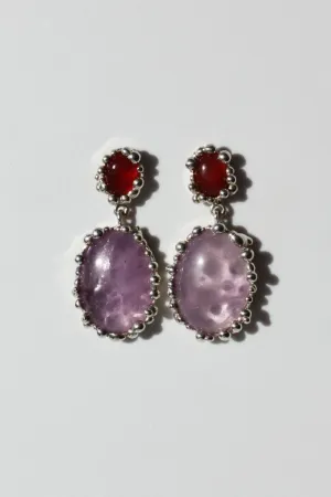 House of Hudson Carnelian and Amethyst Two Stone Earrings