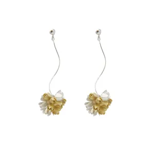 Hydrangea Dangle Gold & Sliver Sterling Silver Pierced Earrings