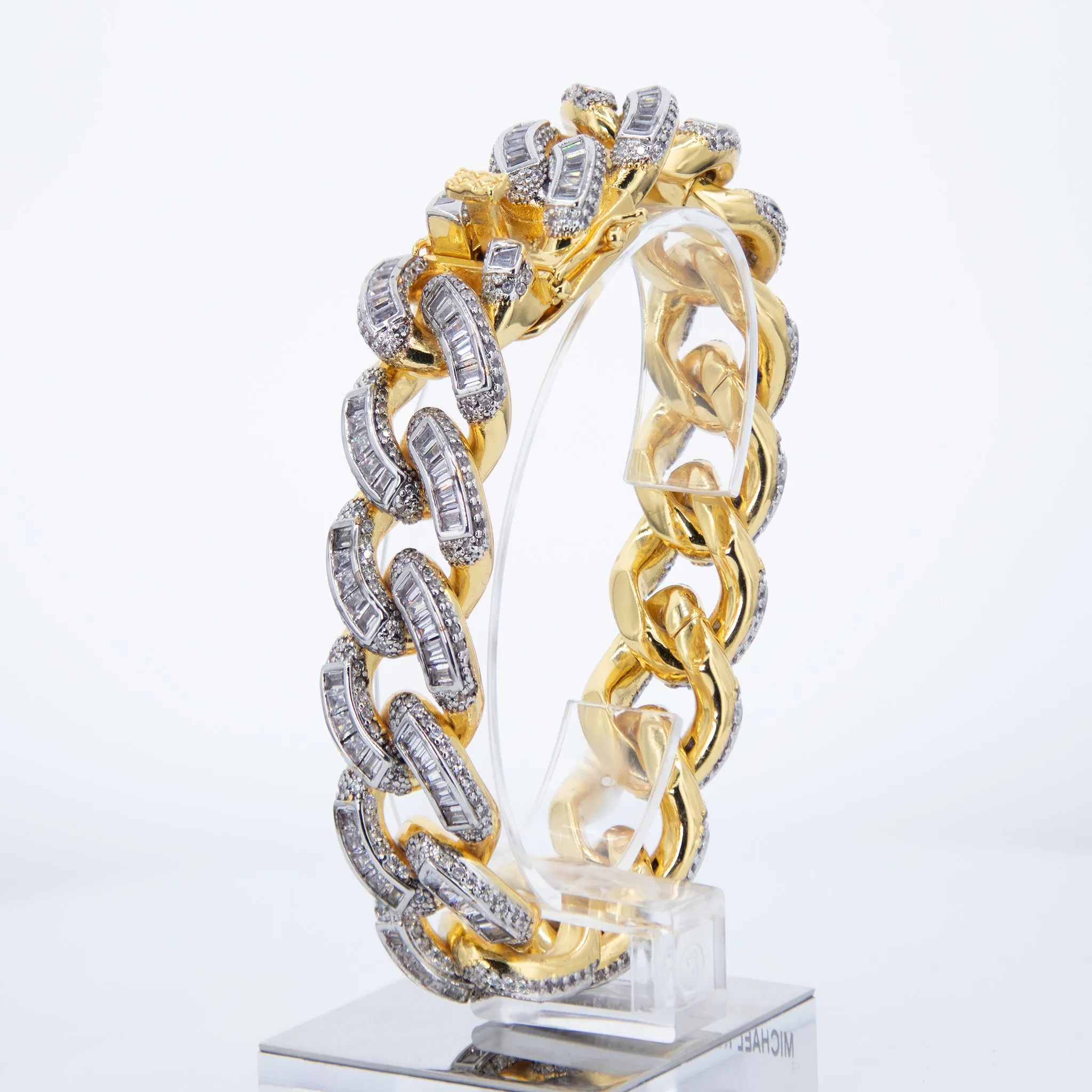 Iced Out Baguettes Miami-Cuban Link Bracelet(12mm)