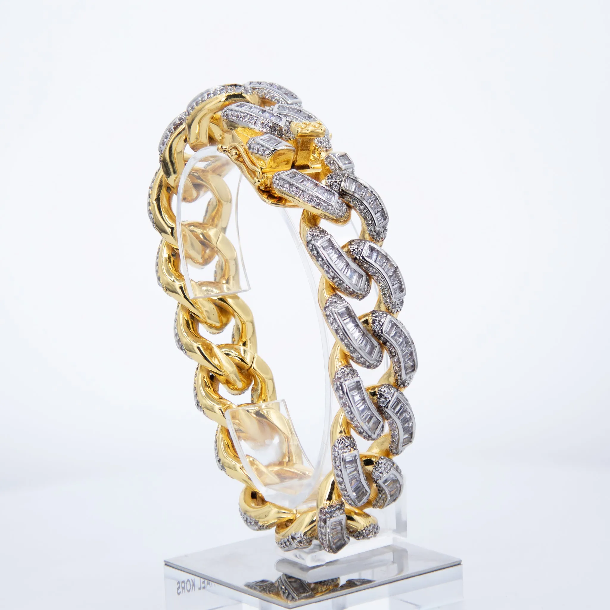 Iced Out Baguettes Miami-Cuban Link Bracelet(12mm)