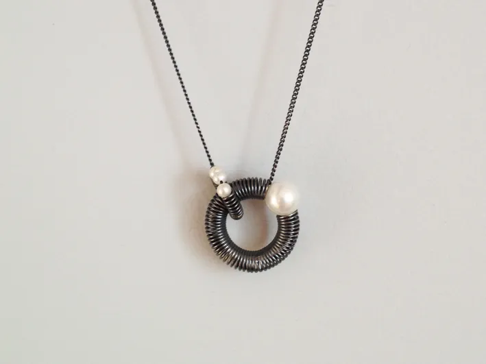 Interlocking Circles Pendant with Freshwater Pearls