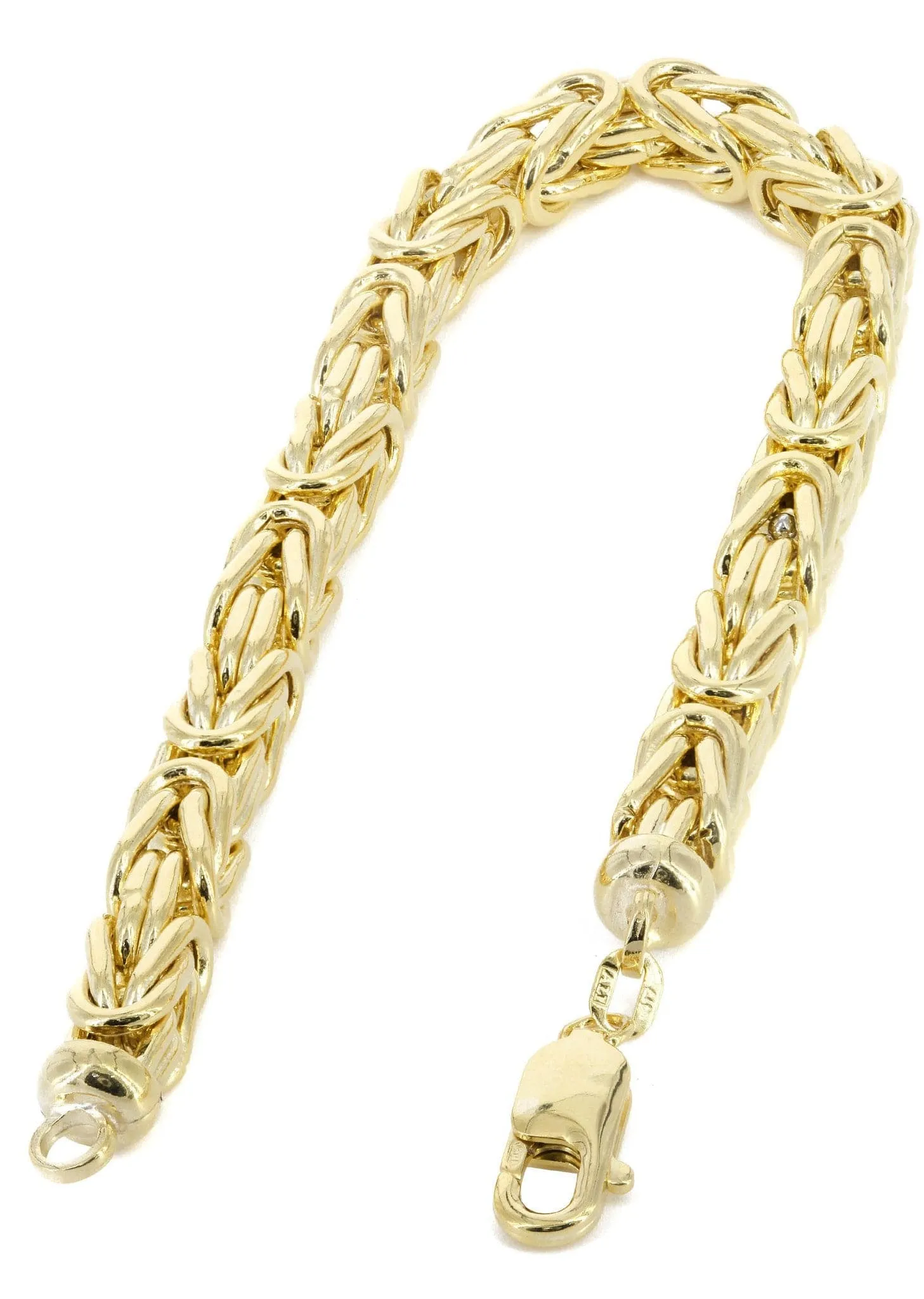 Italian Mens Byzantine Bracelet 10K Yellow Gold