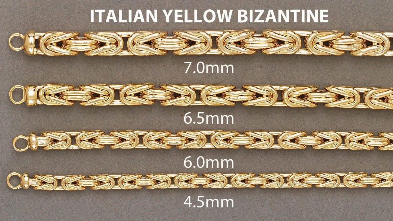 Italian Mens Byzantine Bracelet 10K Yellow Gold