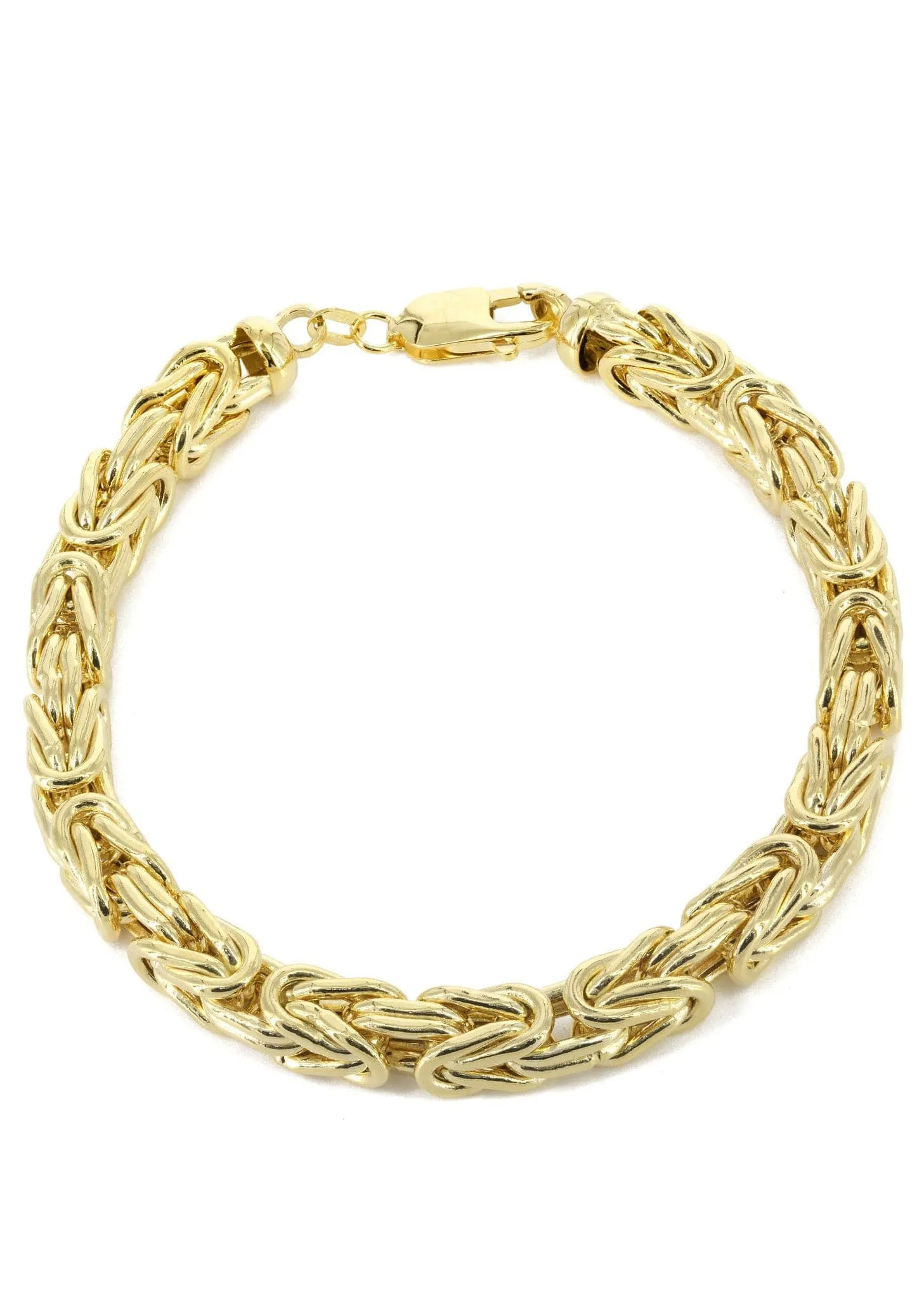 Italian Mens Byzantine Bracelet 10K Yellow Gold