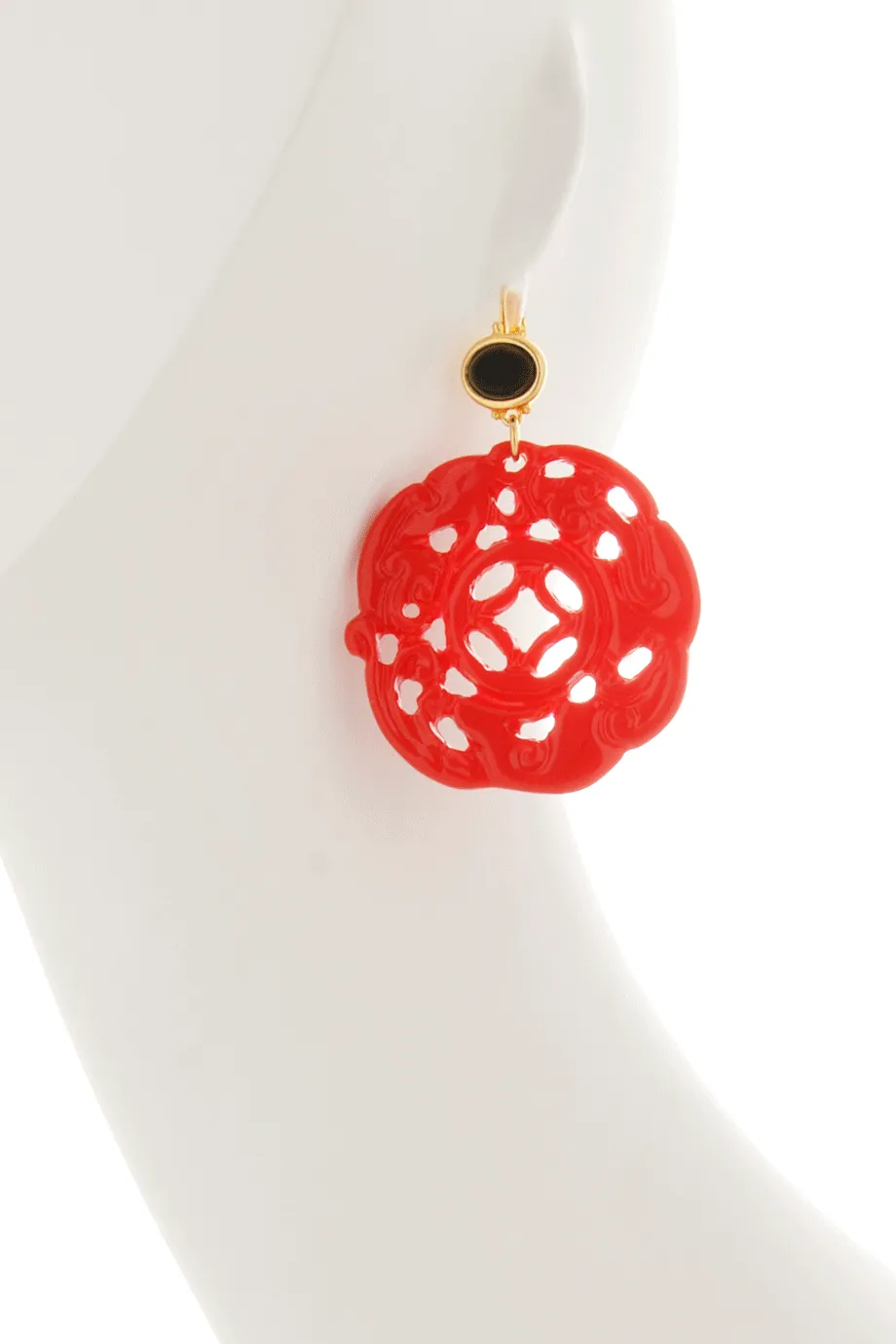 KENNETH JAY LANE Red Carved Wire Earrings