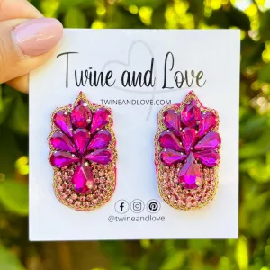 Leslie Fuchsia Jeweled Earrings