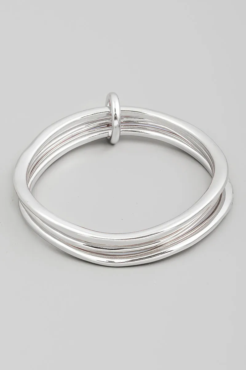 Linked and Looped Layered Set of Thick Bangles (Gold/Silver)