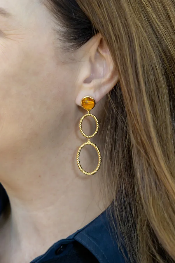 Lucie Double French Twist & Orange Citrine Earrings