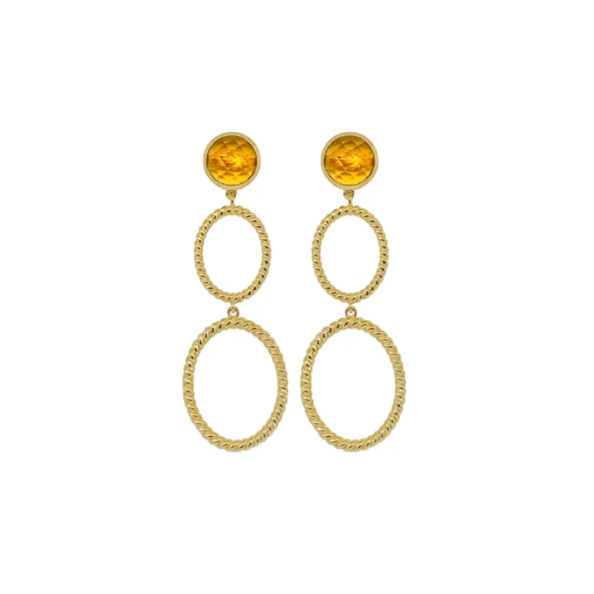 Lucie Double French Twist & Orange Citrine Earrings