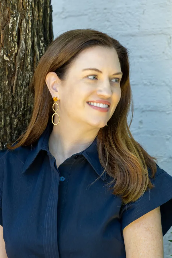 Lucie Double French Twist & Orange Citrine Earrings