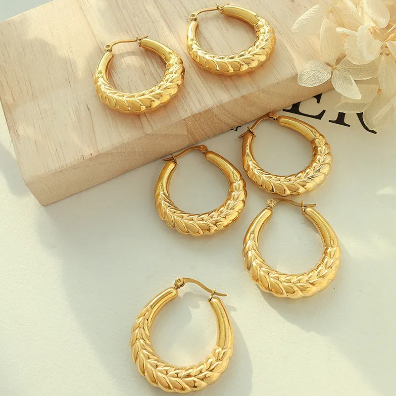 Luxurious 18k Gold Plated U-Shaped Geometric Earrings for Women