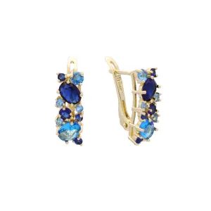 .Luxurious Colorful Cluster CZ earrings plated in 14K Gold, Rose Gold