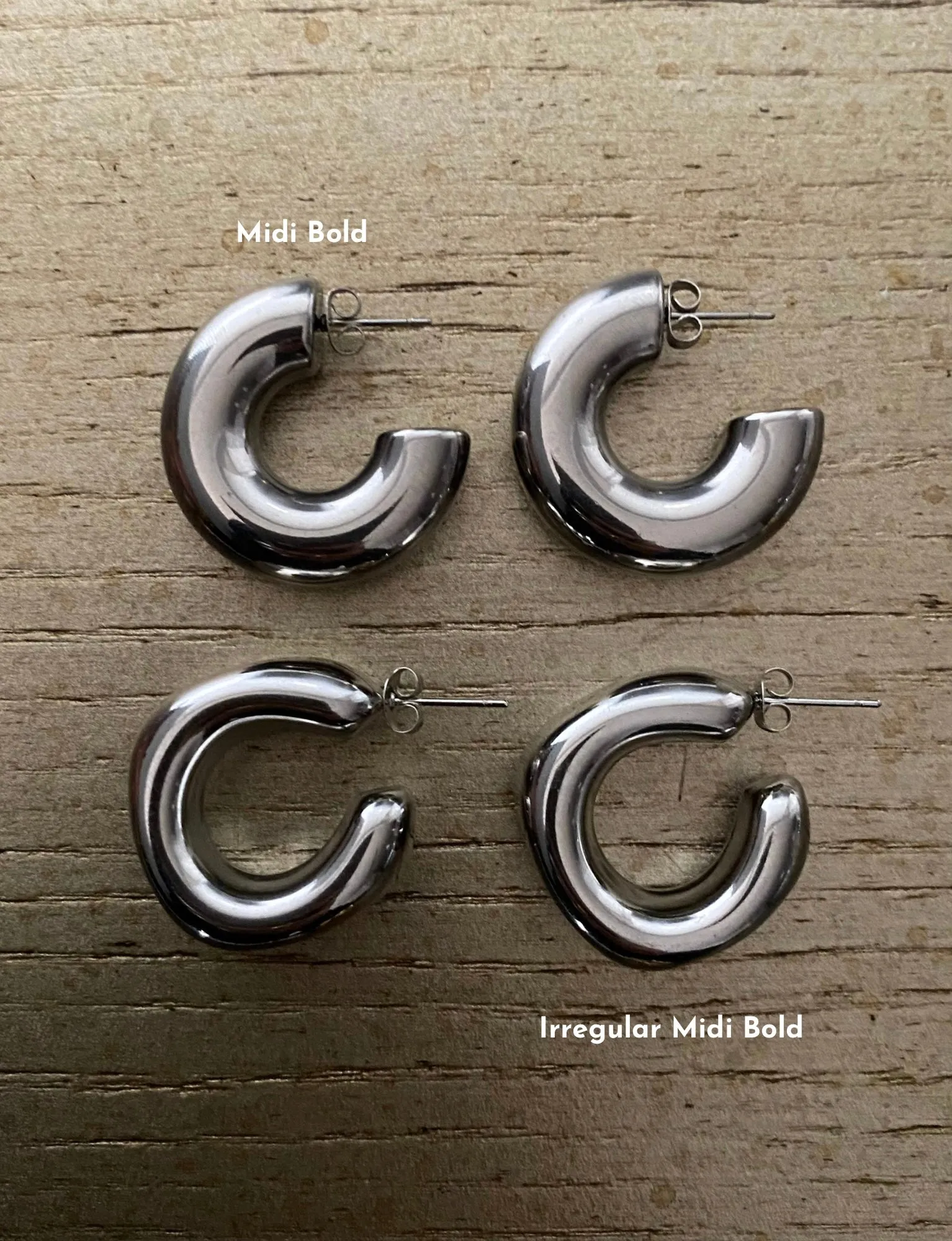 Midi Bold Steel Earrings