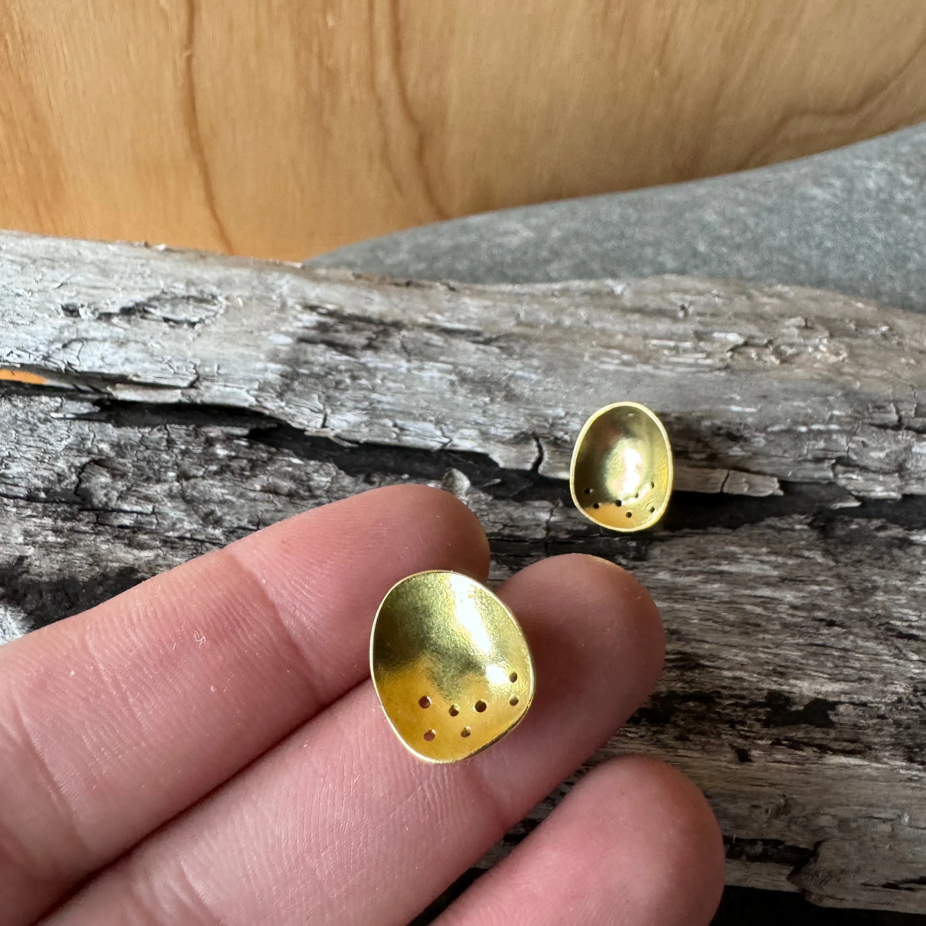 Mini Origin Stud Earrings in Brass by Mulxiply