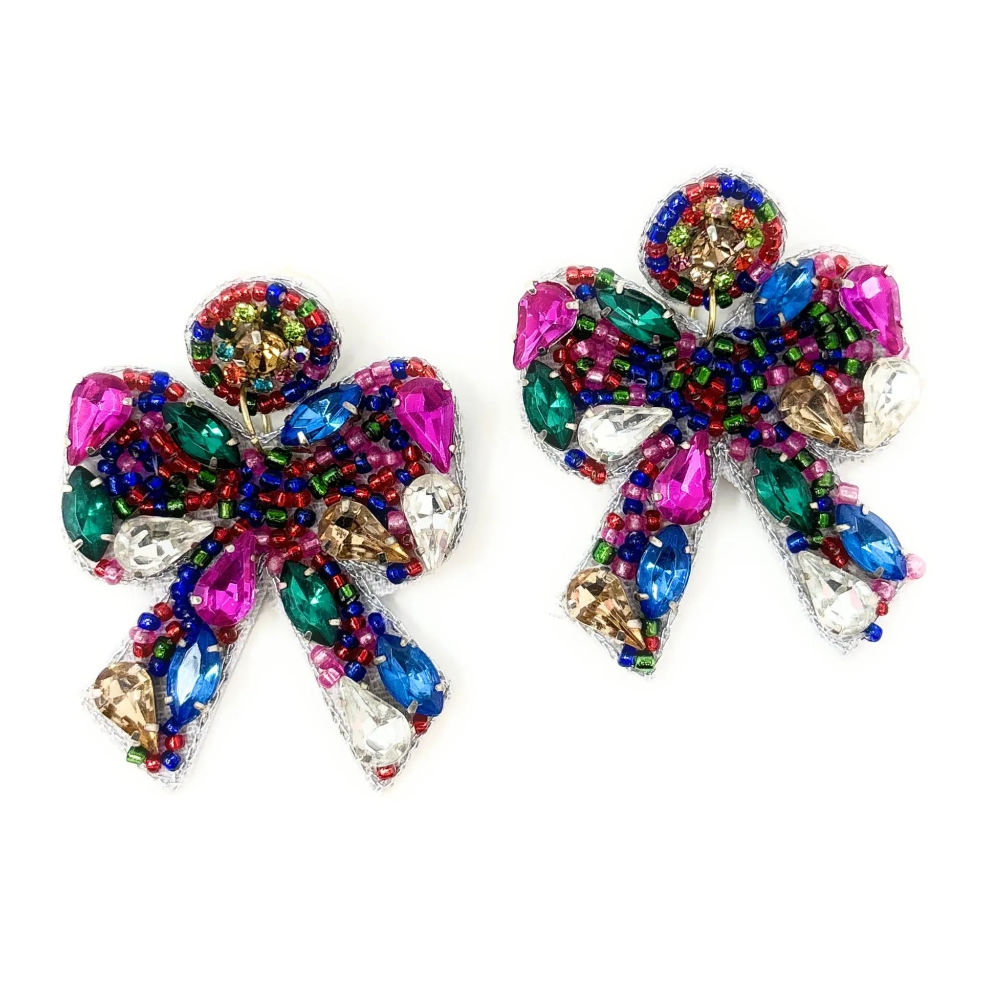 Multicolor Bow Beaded Earrings