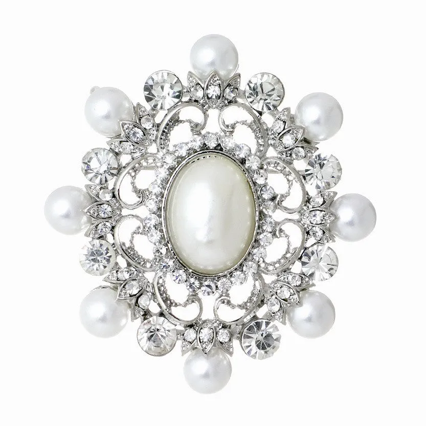 Natalie Crystal and Pearl Brooch