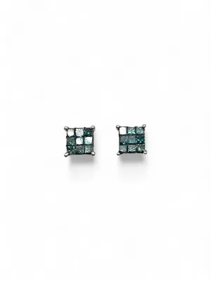 NATURAL BLUE DIAMOND EARRINGS ICE CUT