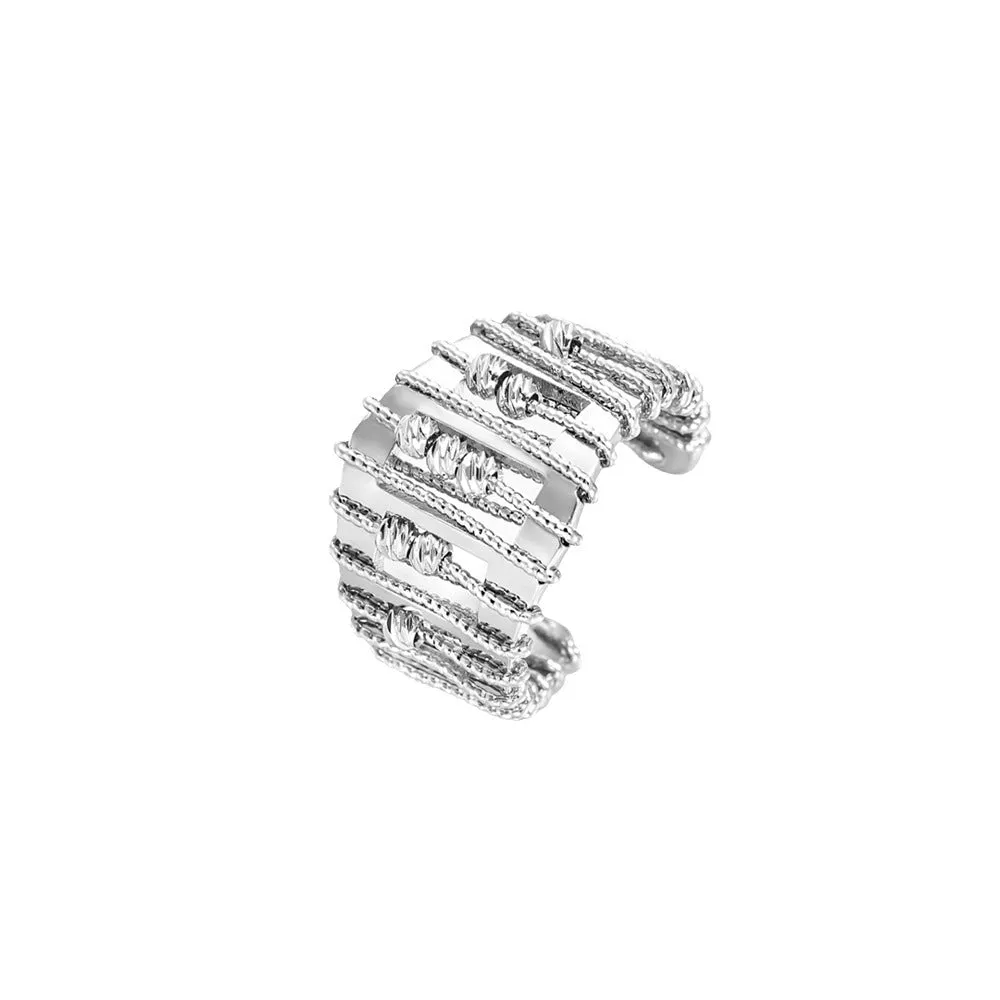 Open work Beaded Hollow Silver Rings JLTR0426