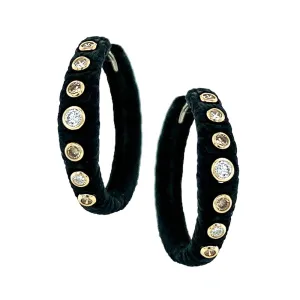 Oxidized Chrome and Diamond Hoops - "Pebble Bold"