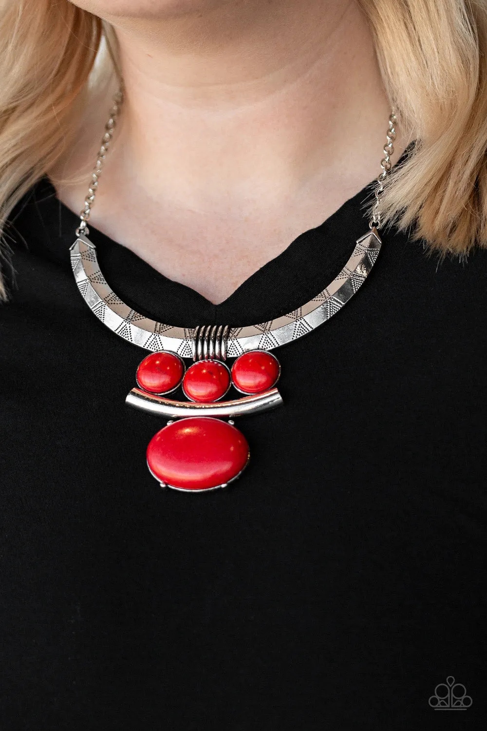 Paparazzi Commander In CHIEFETTE - Red Stone Necklace