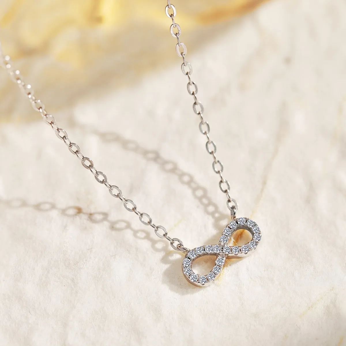 Pave Cubic Zirconia Tiny Infinity Necklace