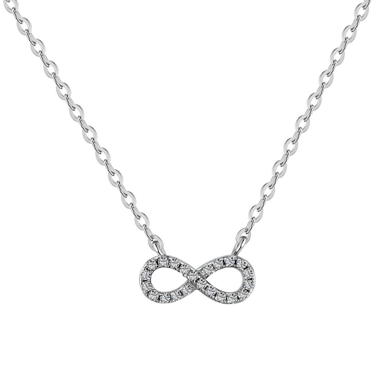 Pave Cubic Zirconia Tiny Infinity Necklace