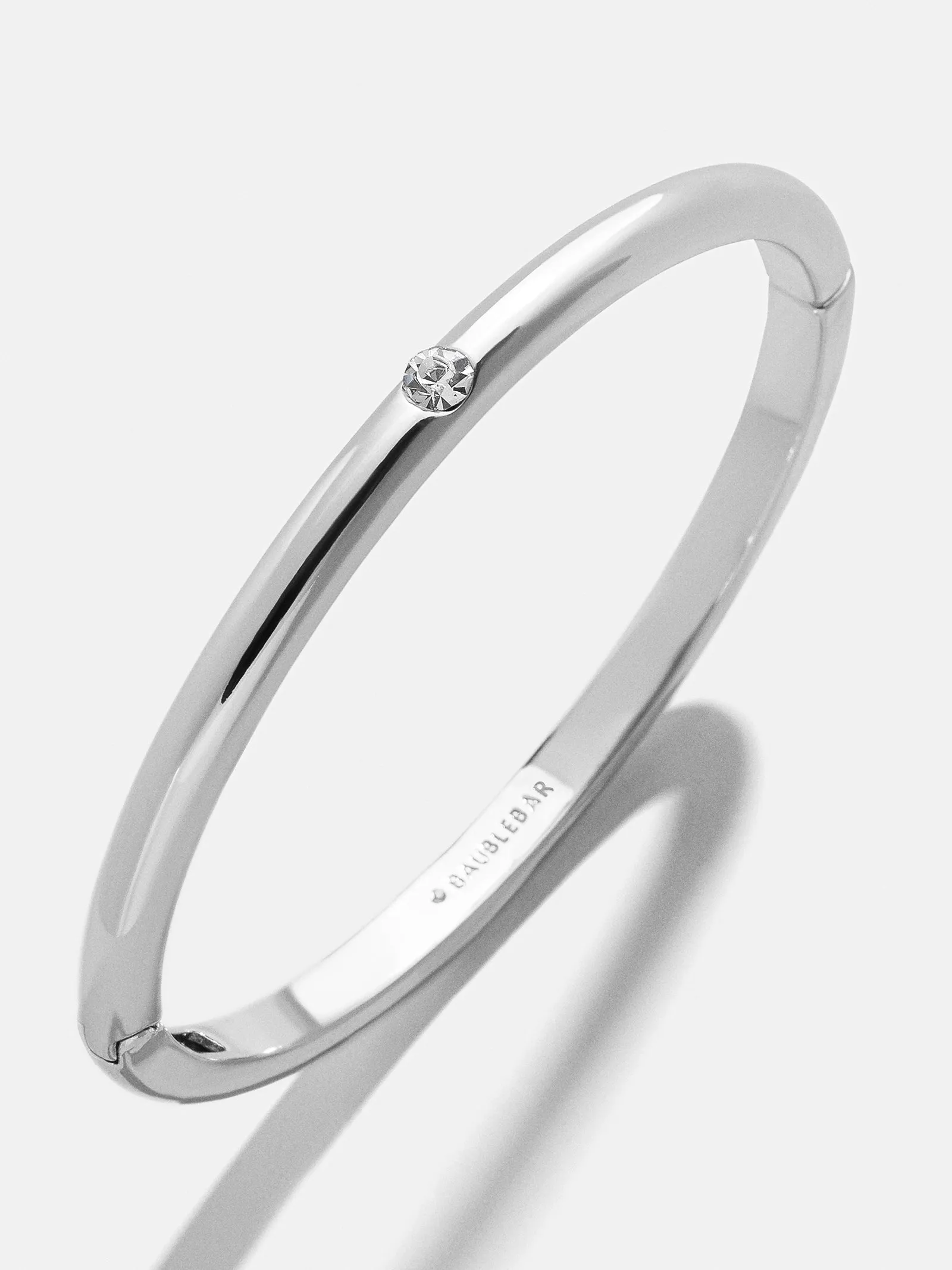 Priya Hinge Bangle - Silver Single Bezel Bangle