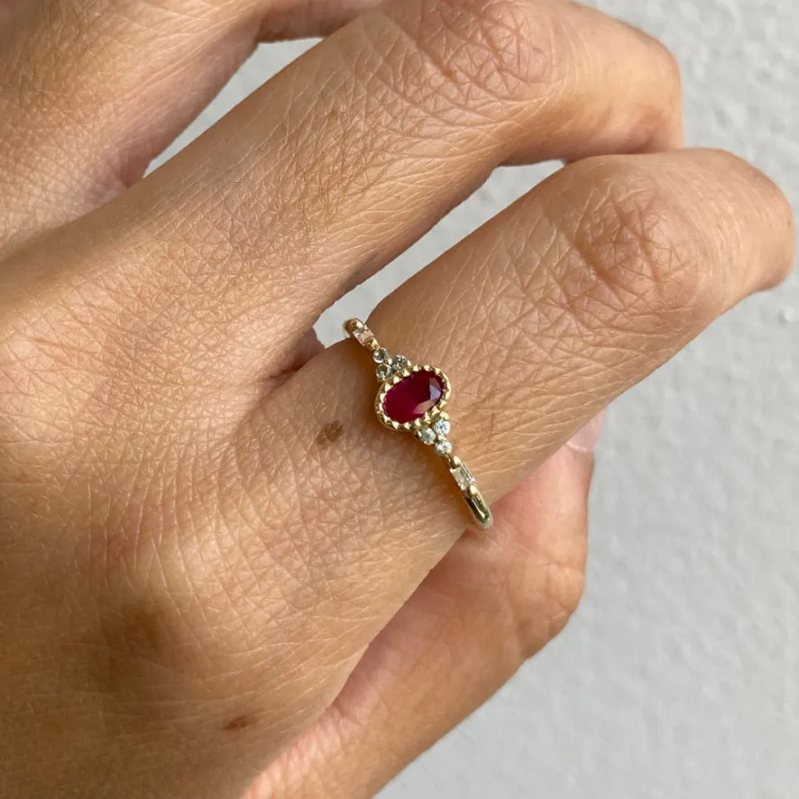 Ruby Oval Poeme Ring