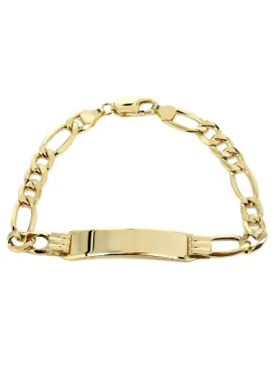 Semi Solid  Id Figaro Bracelet 10K Yellow Gold Women