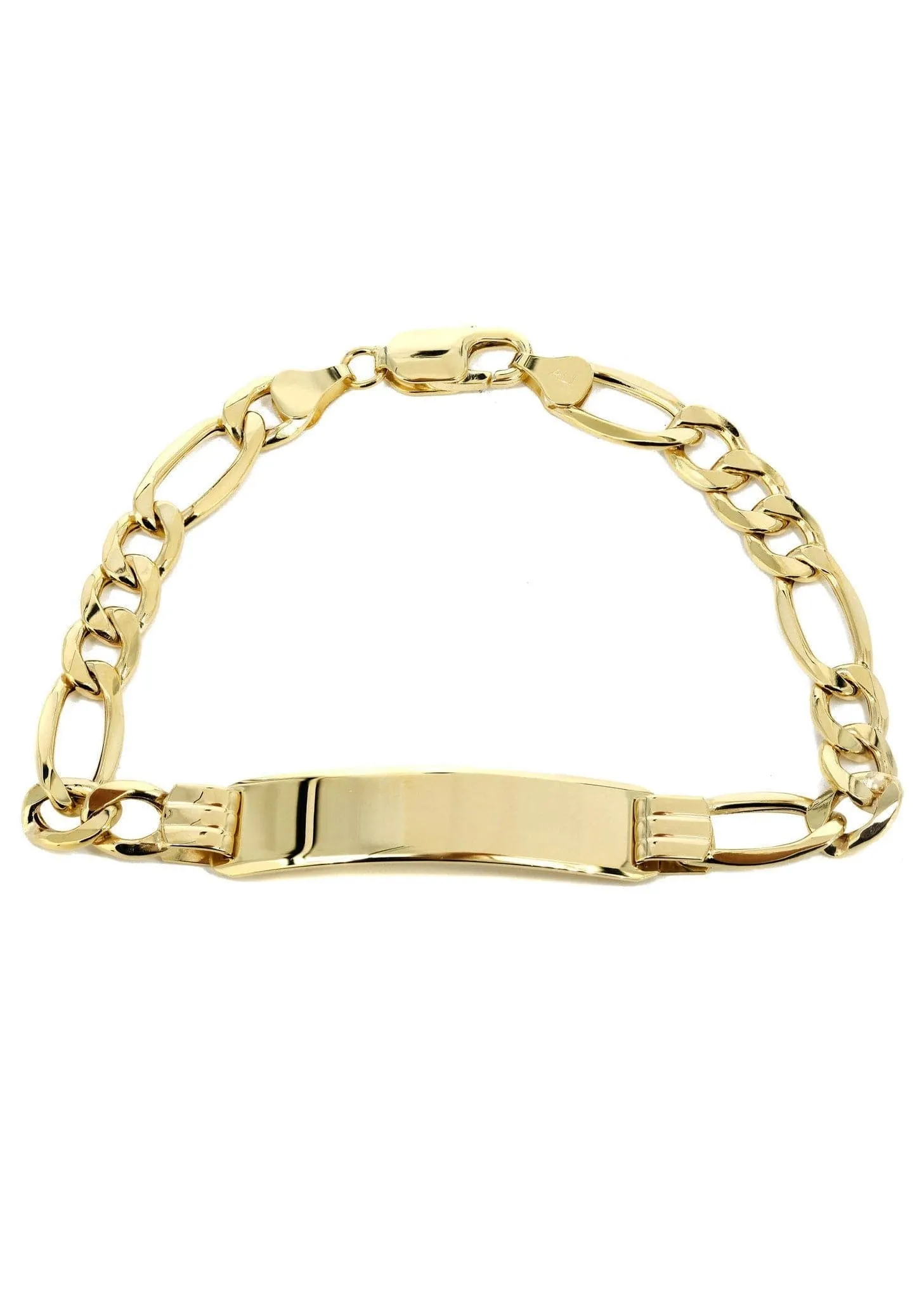 Semi Solid  ID Figaro Bracelet 10K/14K Yellow Gold