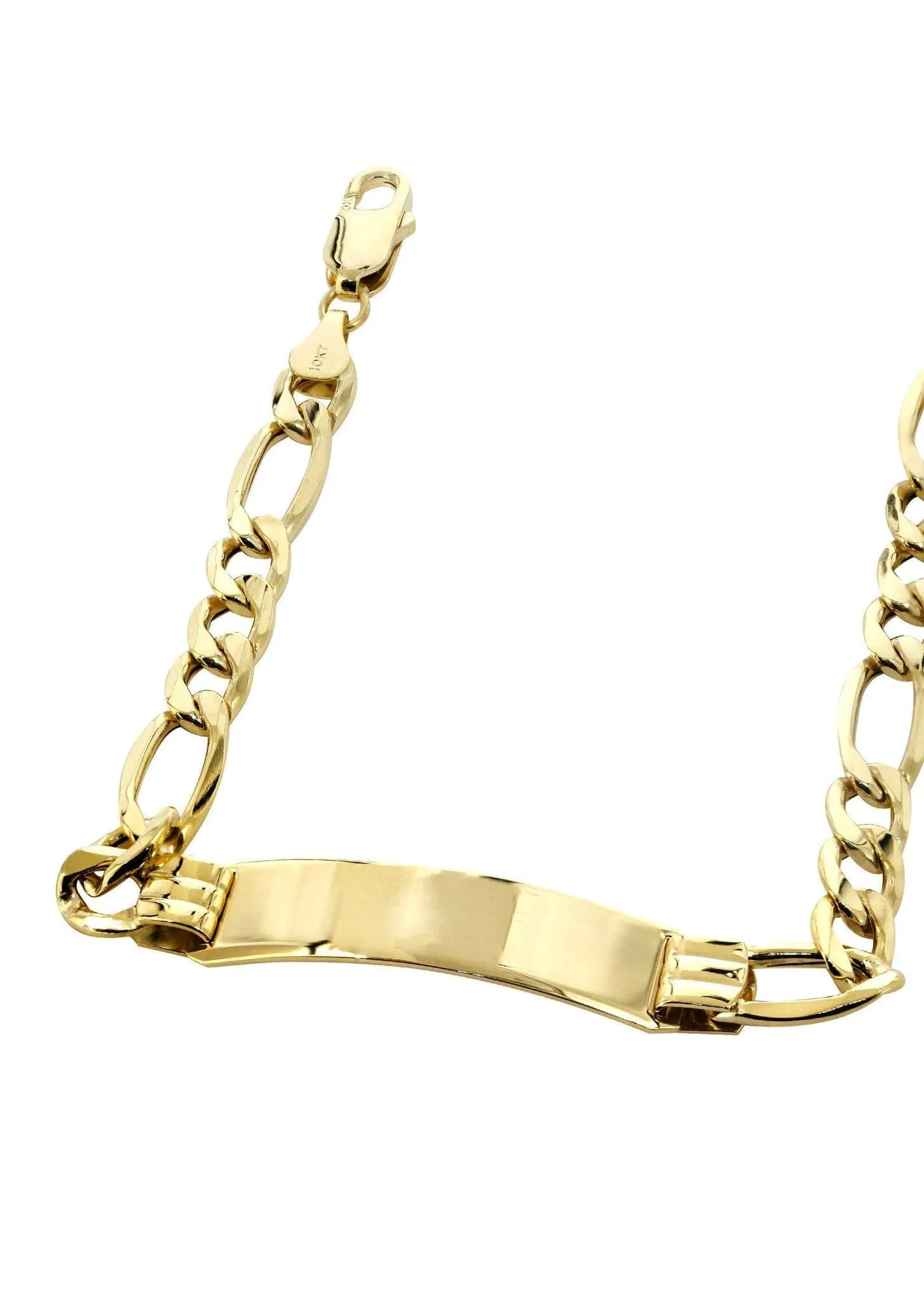 Semi Solid  ID Figaro Bracelet 10K/14K Yellow Gold