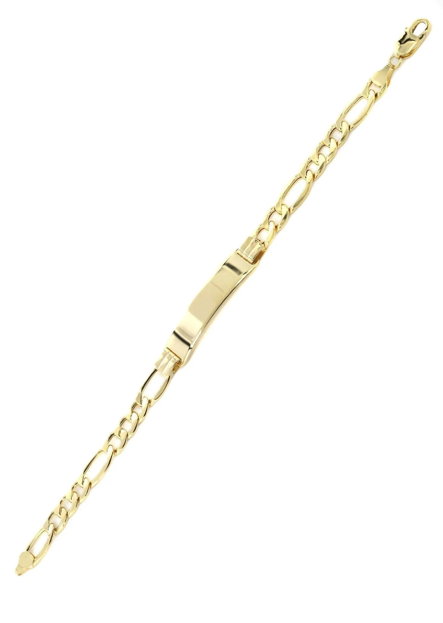 Semi Solid  ID Figaro Bracelet 10K/14K Yellow Gold