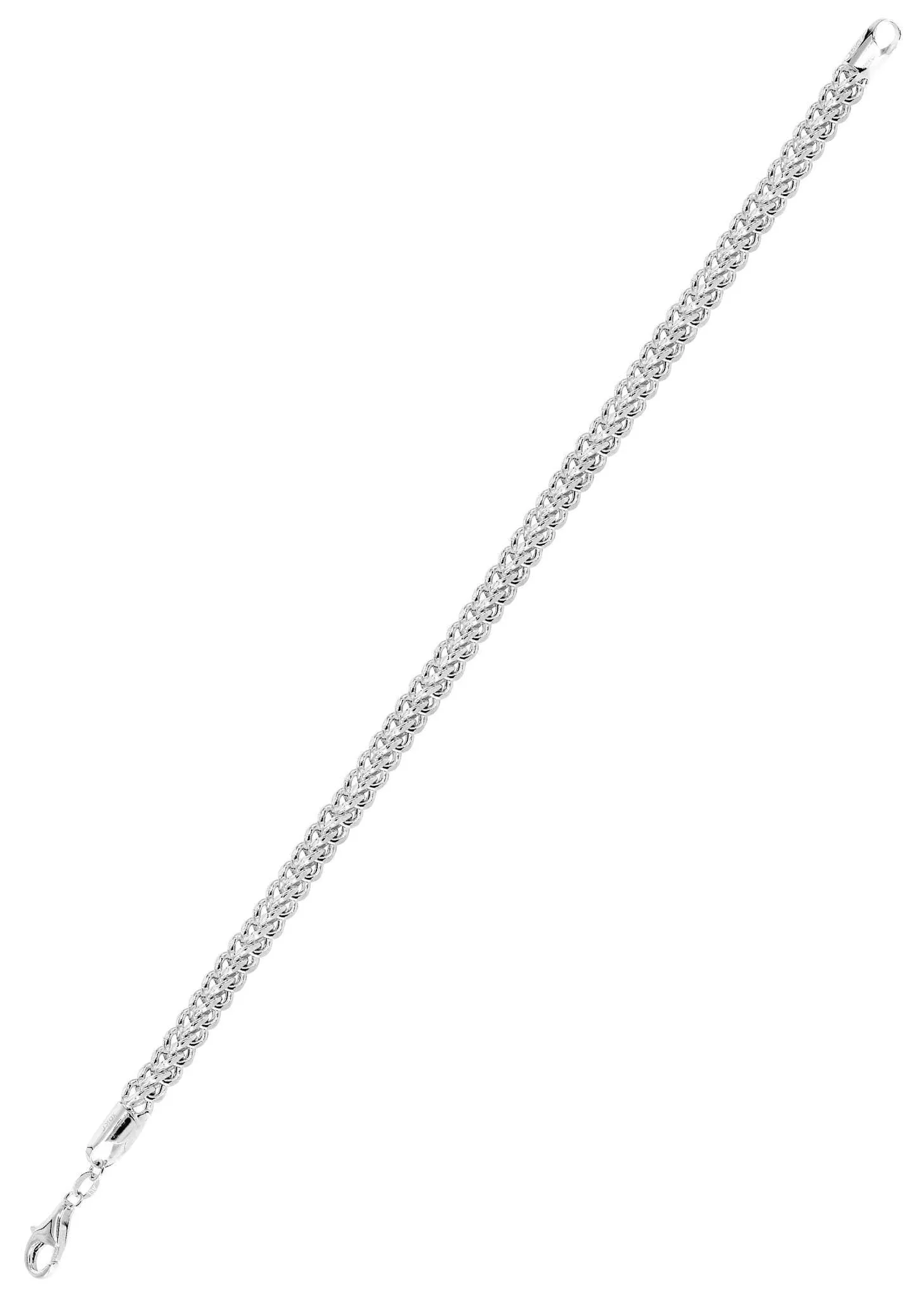 Semi Solid  Mens Diamond Cut Franco Bracelet 10K White Gold