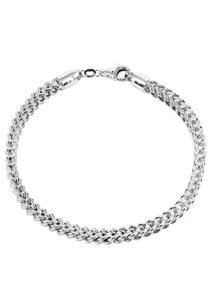 Semi Solid  Mens Diamond Cut Franco Bracelet 10K White Gold