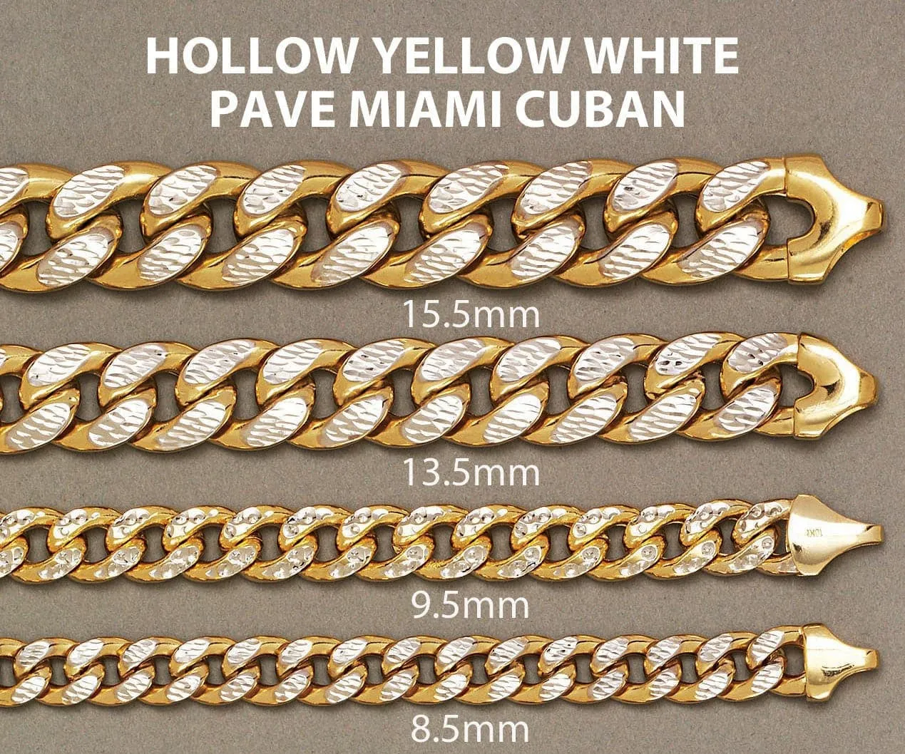 Semi Solid  Mens Diamond Cut Miami Cuban Link Bracelet 10K Gold