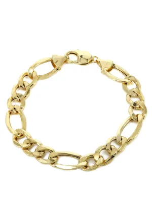 Semi Solid  Mens Figaro Bracelet 10K Yellow Gold