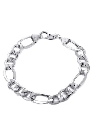 Semi Solid  Mens Figaro Bracelet 10K/14K White Gold