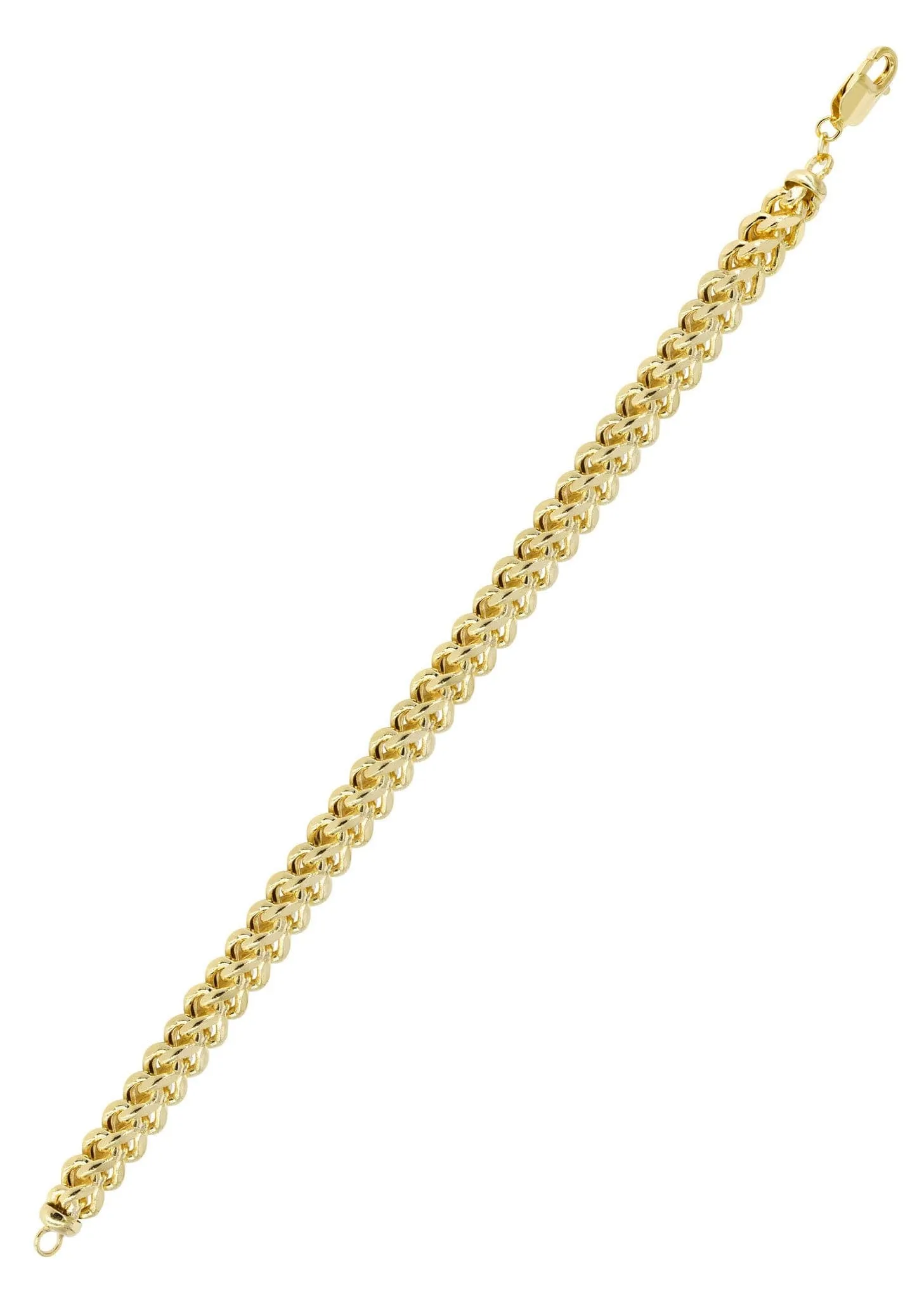 Semi Solid  Mens Franco Bracelet 10K Yellow Gold