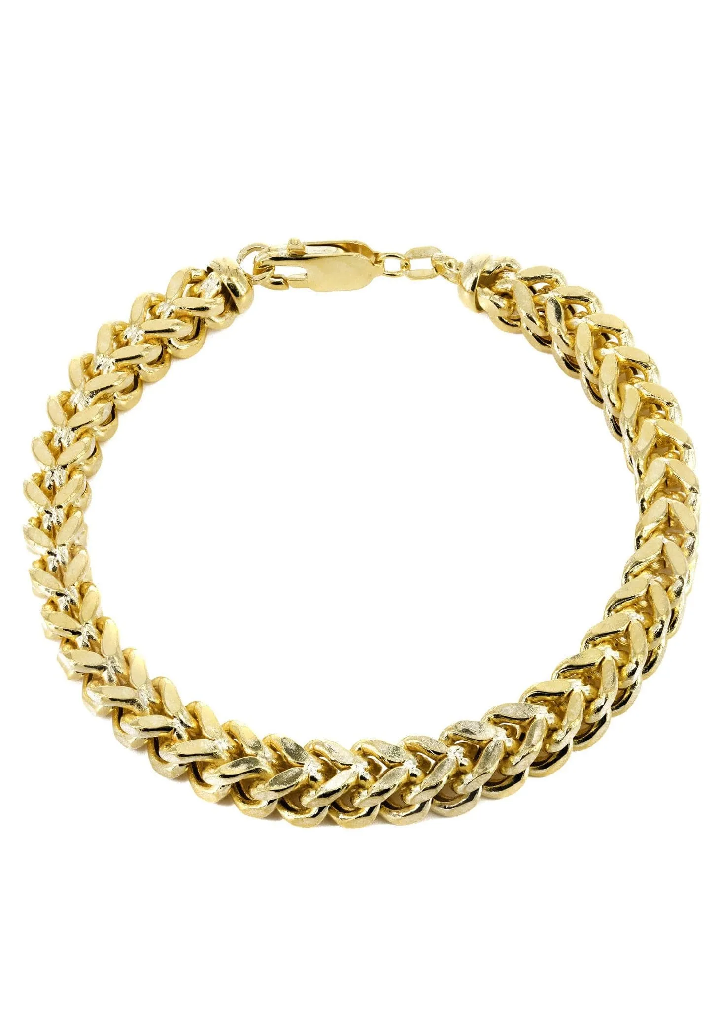 Semi Solid  Mens Franco Bracelet 10K Yellow Gold