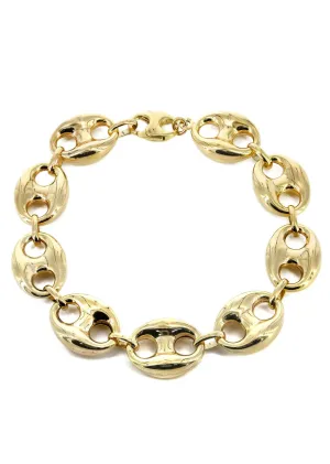 Semi Solid  Mens Puff Bracelet 10K Yellow Gold