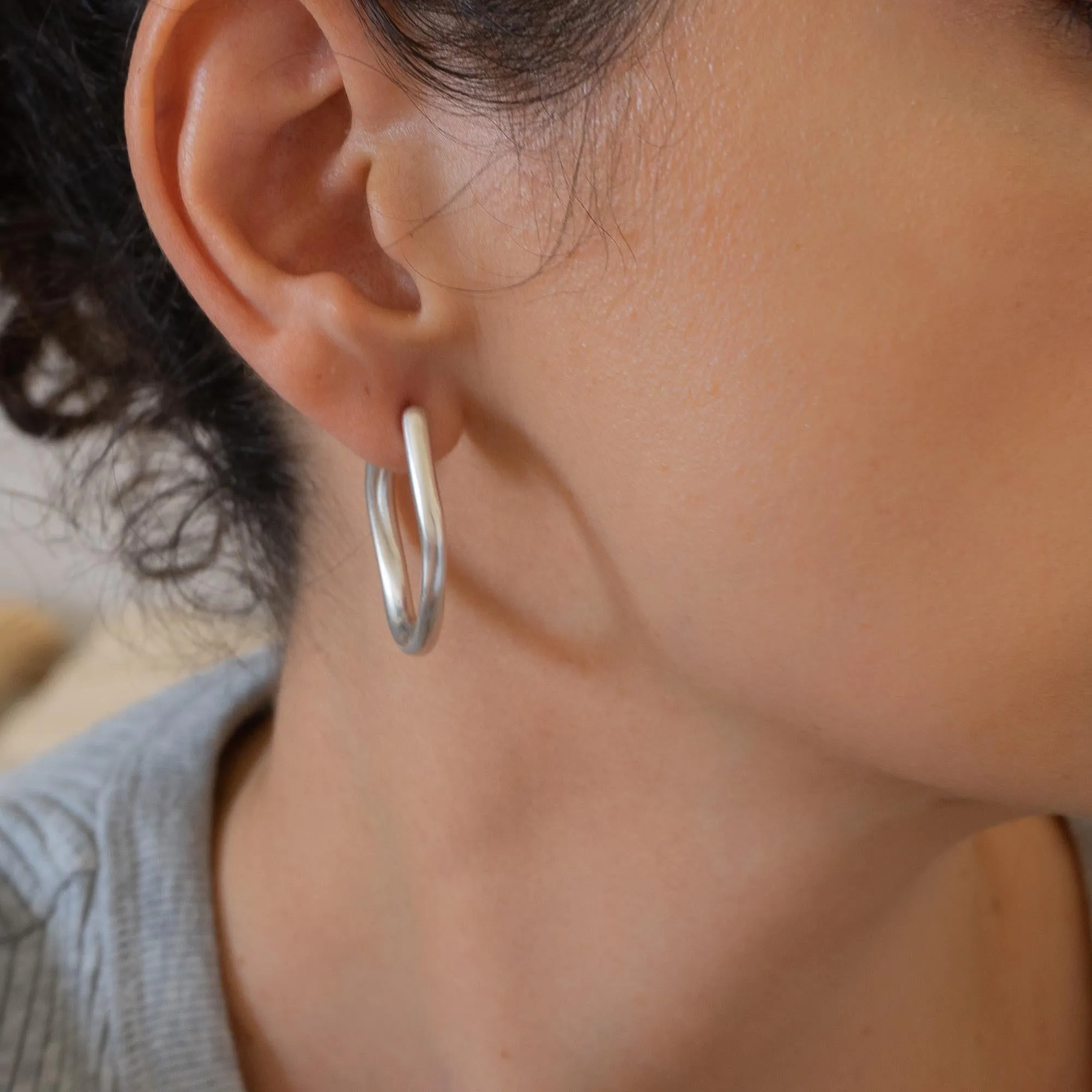 Silver BOLD hoop earrings